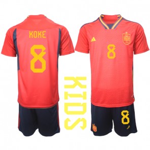 Spanien Koke #8 kläder Barn VM 2022 Hemmatröja Kortärmad (+ korta byxor)
